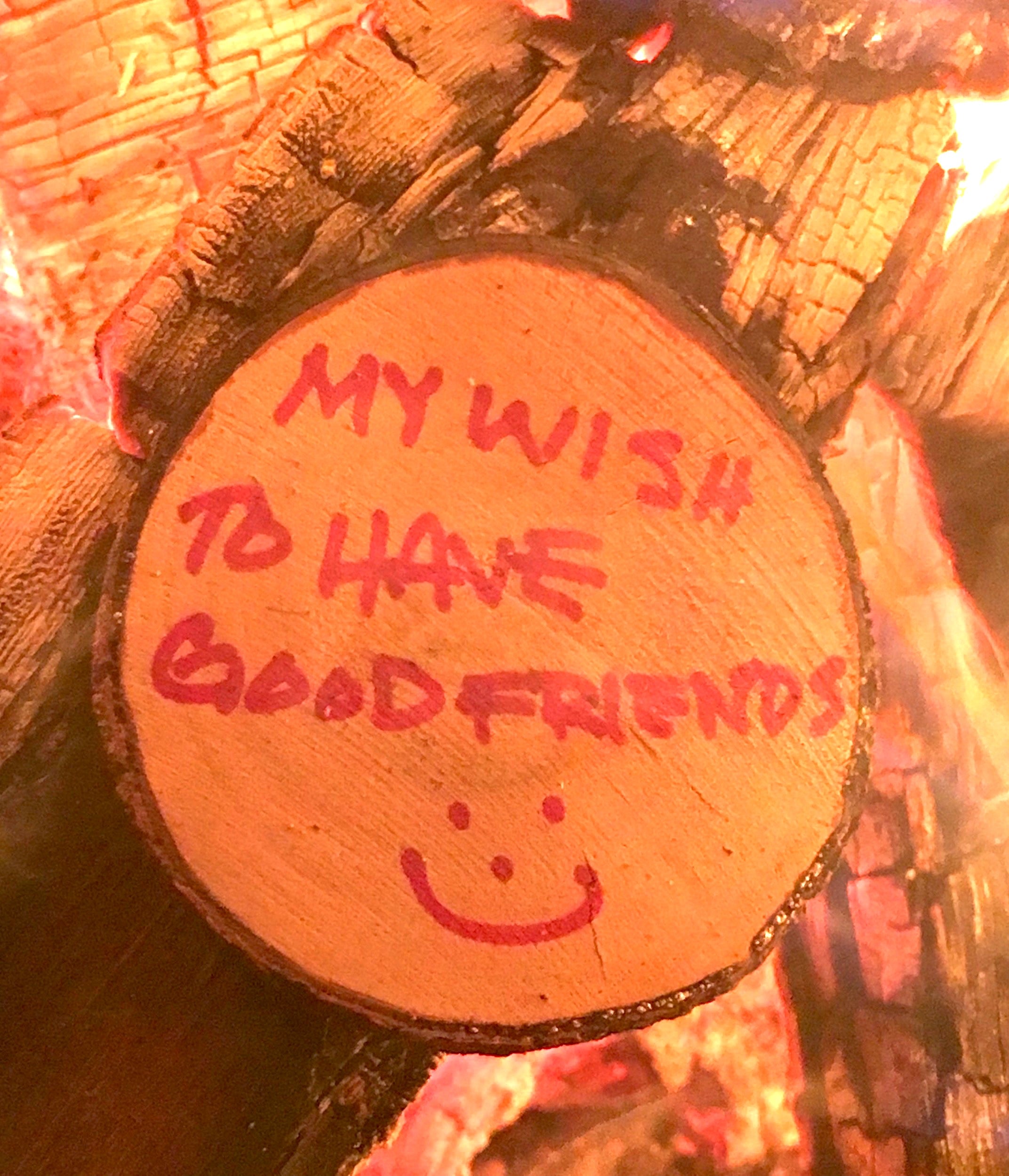 <img src="wish-for-good-friends-good-times-fire-pit_jpg”  alt="wishing for good friends and good times around a firepit - wish wood - for making memories and experiences"/>